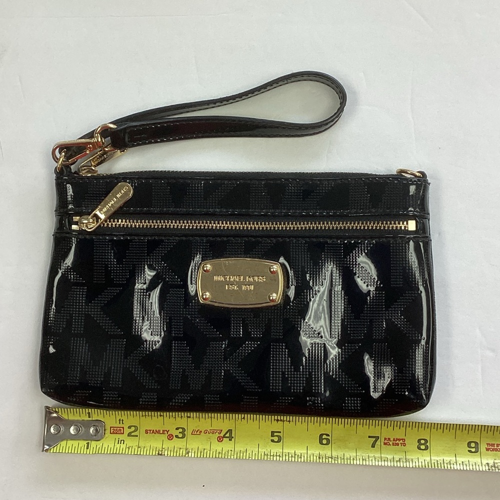 Michael Kors Black and Gold Logo Wristlet